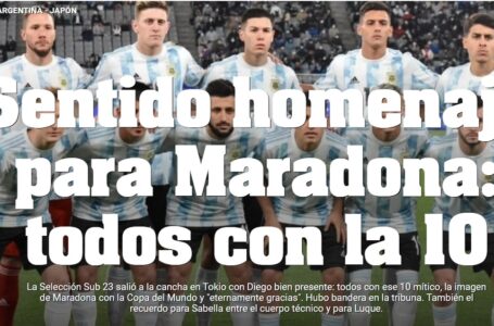 Sentido homenaje para Maradona: AMISTOSO SUB 23 / ARGENTINA – JAPÓN todos con la 10