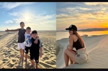 La excéntrica excursión de Antonella Roccuzo y sus hijos por Qatar.