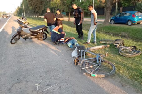 Un accidente se produjo esta mañana entre una moto y una bicicleta