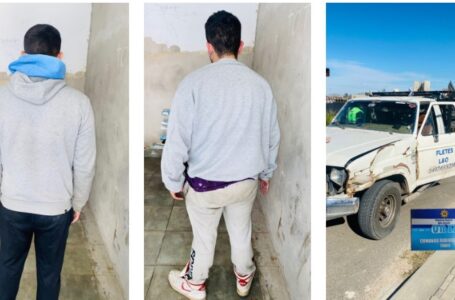 Dos hombres que circulaban en una camioneta blanca fueron detenidos por robo en Funes
